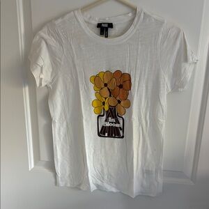 Paige White T-Shirt with Floral Design size XS